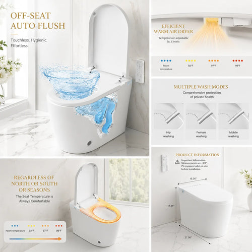 Smart Modern Toilet – Sleek White Dual Flush Bathroom Toilet