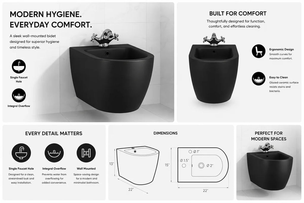 The FlowLux Stella Black – Matte Black Smart Toilet