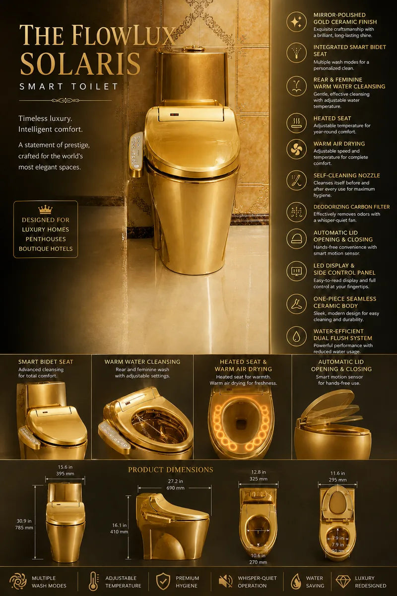The FlowLux Solaris – Luxury Gold Smart Toilet