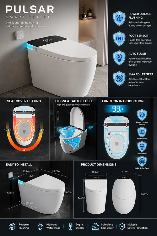 Smart Modern White Toilet – One-Piece Electronic Bathroom Toilet