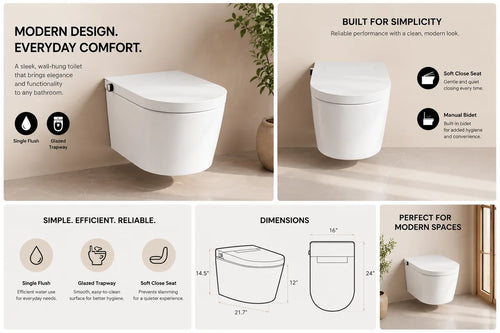 Modern White One-Piece Toilet – Sleek Contemporary Bathroom Toilet